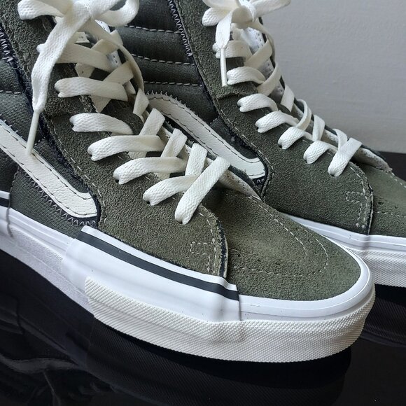 Vans Men's Sk8-Hi Reconstruct Suede / Canvas Sneaker in Fantastic Olive Camo - Picture 5 of 15